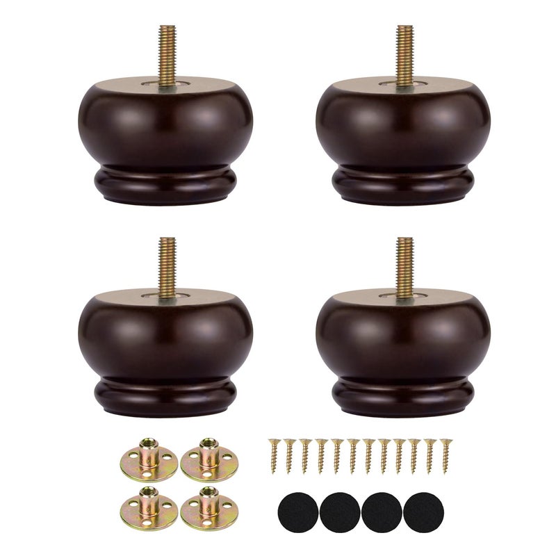 Maricome 2 Inch Wood Furniture Feet Set of 4 Replacement Bun Feet Small Round Furniture Legs for Sofa Couch Ottoman Screw in - Image 1